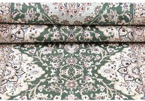 Tappeto Nain 9la Medaglione Floreale Verde Scuro Beige Corsia 80x303 Cm