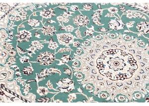 Tappeto Nain 9la Medaglione Floreale Verde Petrolio Avorio 80x122 Cm