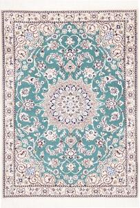 Tappeto Nain 9la Medaglione Floreale Verde Acqua Avorio 90x127 Cm