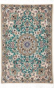 Tappeto Nain 9la Medaglione Floreale Verde Petrolio Avorio 60x90 Cm