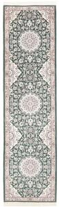 Tappeto Nain 9la Medaglione Floreale Verde Scuro Beige Corsia 80x303 Cm