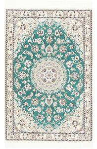 Tappeto Nain 9la Medaglione Floreale Verde Petrolio Avorio 80x122 Cm