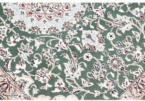 Tappeto Nain 9la Medaglione Floreale Verde Scuro Beige Corsia 80x303 Cm