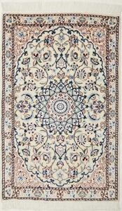 Tappeto Nain 9la Medaglione Floreale Avorio Blu 60x97 Cm