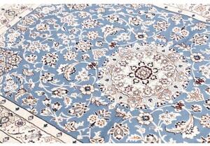 Tappeto Nain 9la Medaglione Floreale Blu Azzurro Avorio 106x153 Cm