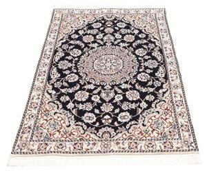 Tappeto Nain 9la Medaglione Floreale Blu Scuro Avorio 82x130 Cm