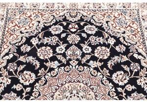 Tappeto Nain 9la Medaglione Floreale Blu Scuro Avorio 82x130 Cm
