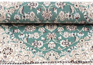 Tappeto Nain 9la Medaglione Floreale Verde Petrolio Avorio 80x122 Cm