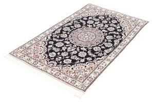 Tappeto Nain 9la Medaglione Floreale Blu Scuro Avorio 82x130 Cm