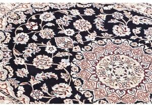 Tappeto Nain 9la Medaglione Floreale Blu Scuro Avorio 82x130 Cm