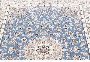 Tappeto Nain 9la Medaglione Floreale Blu Azzurro Avorio 106x153 Cm