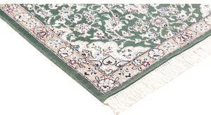 Tappeto Nain 9la Medaglione Floreale Verde Scuro Beige Corsia 80x303 Cm