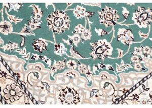 Tappeto Nain 9la Medaglione Floreale Verde Petrolio Avorio 80x122 Cm