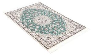 Tappeto Nain 9la Medaglione Floreale Verde Petrolio Avorio 80x122 Cm