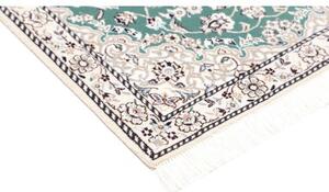 Tappeto Nain 9la Medaglione Floreale Verde Petrolio Avorio 80x122 Cm