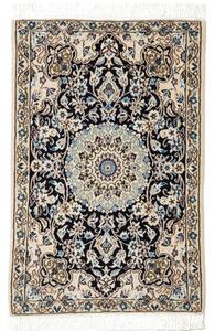 Tappeto Nain 9la Medaglione Floreale Blu Scuro Avorio 60x93 Cm