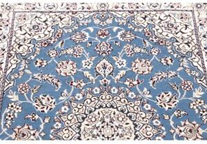 Tappeto Nain 9la Medaglione Floreale Blu Azzurro Avorio 80x117 Cm