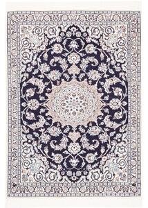 Tappeto Nain 9la Medaglione Floreale Blu Scuro Bianco Avorio 90x130 Cm