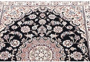 Tappeto Nain 9la Medaglione Floreale Blu Scuro Avorio 81x120 Cm