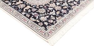 Tappeto Nain 9la Medaglione Floreale Blu Scuro Avorio Corsia 92x294 Cm