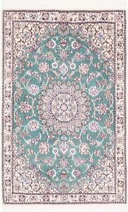 Tappeto Nain 9la Medaglione Floreale Verde Petrolio Avorio 81x127 Cm
