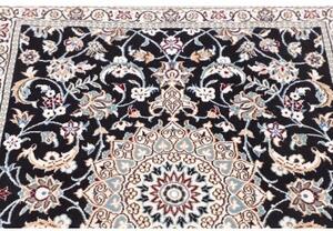 Tappeto Nain 9la Medaglione Floreale Blu Scuro Avorio Corsia 92x294 Cm