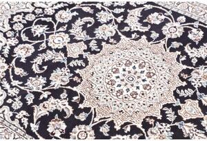 Tappeto Nain 9la Medaglione Floreale Blu Scuro Bianco Avorio 90x130 Cm