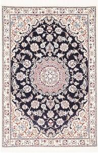 Tappeto Nain 9la Medaglione Floreale Blu Scuro Avorio 81x120 Cm