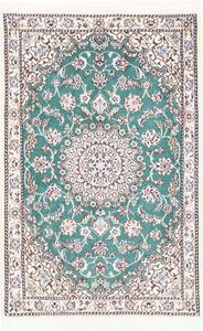 Tappeto Nain 9la Medaglione Floreale Verde Acqua Avorio 79x121 Cm