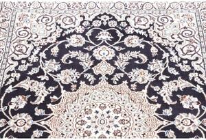 Tappeto Nain 9la Medaglione Floreale Blu Scuro Bianco Avorio 90x130 Cm