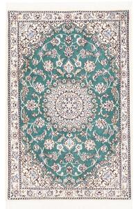 Tappeto Nain 9la Medaglione Floreale Verde Petrolio Avorio 79x116 Cm