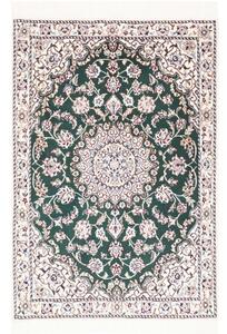 Tappeto Nain 9la Medaglione Floreale Verde Scuro Avorio 80x116 Cm