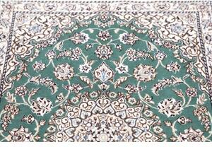 Tappeto Nain 9la Medaglione Floreale Verde Petrolio Avorio 79x116 Cm