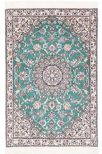Tappeto Nain 9la Medaglione Floreale Verde Petrolio Avorio 80x120 Cm