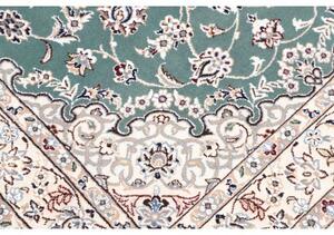Tappeto Nain 9la Medaglione Floreale Verde Petrolio Avorio 98x148 Cm
