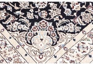 Tappeto Nain 9la Medaglione Floreale Blu Scuro Avorio 104x147 Cm