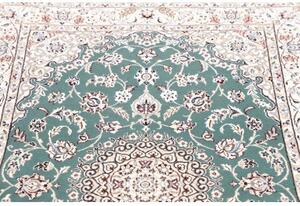 Tappeto Nain 9la Medaglione Floreale Verde Petrolio Avorio 98x148 Cm