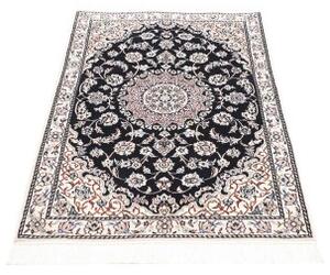 Tappeto Nain 9la Medaglione Floreale Blu Notte Avorio 81x120 Cm