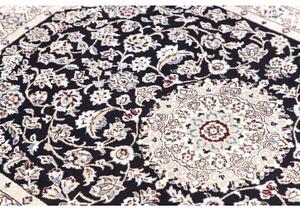 Tappeto Nain 9la Medaglione Floreale Blu Scuro Avorio 104x147 Cm