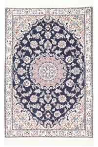 Tappeto Nain 9la Medaglione Floreale Blu Notte Avorio 81x120 Cm