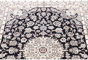 Tappeto Nain 9la Medaglione Floreale Blu Scuro Avorio 104x147 Cm