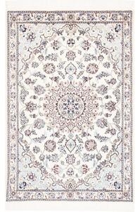 Tappeto Nain 9la Medaglione Floreale Avorio Blu 80x119 Cm