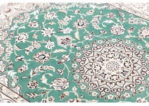 Tappeto Nain 9la Medaglione Floreale Verde Avorio 103x150 Cm