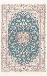 Tappeto Nain 9la Medaglione Floreale Verde Petrolio Avorio 98x148 Cm