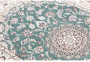 Tappeto Nain 9la Medaglione Floreale Verde Petrolio Avorio 98x148 Cm
