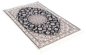 Tappeto Nain 9la Medaglione Floreale Blu Notte Avorio 81x120 Cm