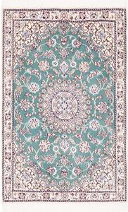 Tappeto Nain 9la Medaglione Floreale Verde Petrolio Avorio 80x120 Cm