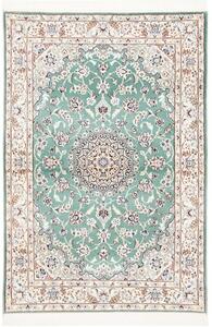 Tappeto Nain 9la Medaglione Floreale Verde Salvia Avorio 100x147 Cm