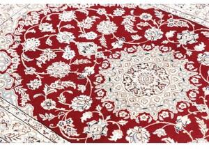 Tappeto Nain 9la Medaglione Floreale Rosso Avorio 100x158 Cm