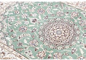 Tappeto Nain 9la Medaglione Floreale Verde Salvia Avorio 100x147 Cm